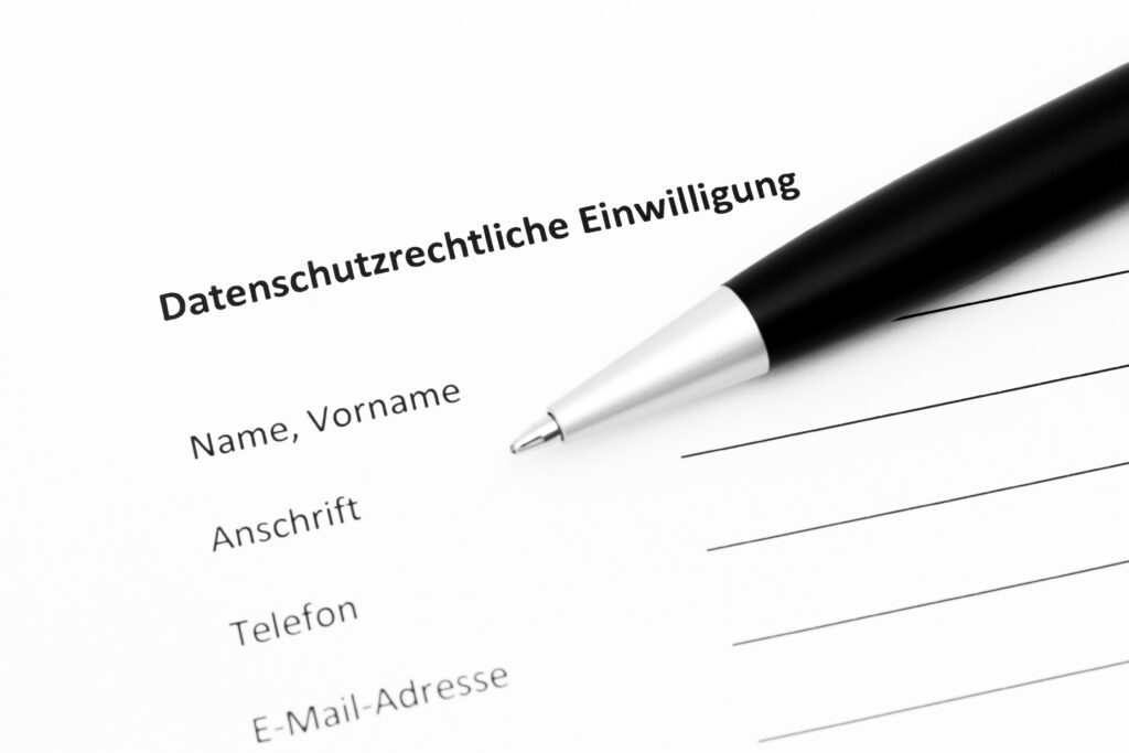 Ein Formular zur datenschutzrechtlichen Einwilligung zur Verwendung von Sozialdaten.